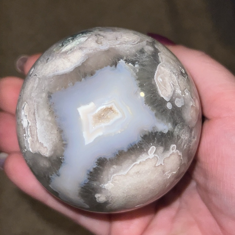 Pink amethyst & flower agate sphere